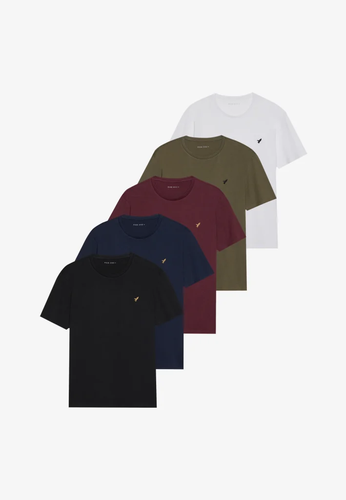 Pier One UNISEX 5 PACK - T-shirt básica - white/brown/dark blue
